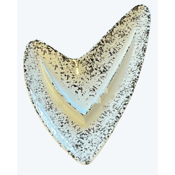 Vintage MCM Mid Century Modern Shawnee 205 Ivory Gold Flaked Boomerang Ash Tray - Picture 4 of 7